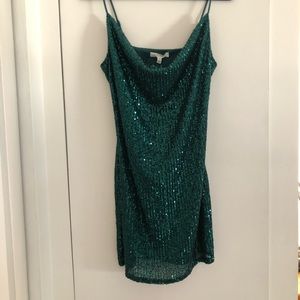 Emerald sequin mini dress